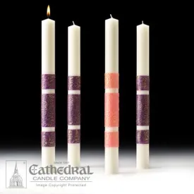 3" X 12" Artisan Wax Advent Candle Set (3 Purple,1 Pink)