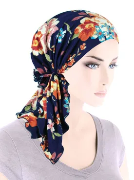 BELLA-815#The Bella Scarf Navy Blue Blossom