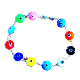 Bluenoemi Evil Eye Silver Beads Bracelet for Protection and Good Luck