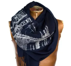 Blueprint Bamboo Scarf. Cass Tech Detroit Pashmina