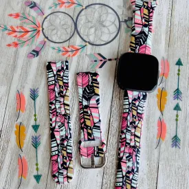 Bohemian Feathers Print Silicone Band For Fitbit Versa 3/4/Sense