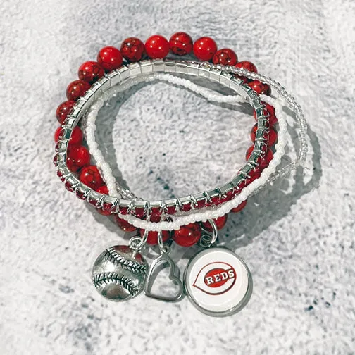 Cincinnati Reds Baseball Bracelet Stack (SET OF 4)