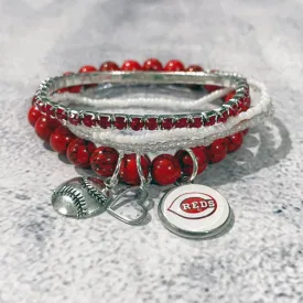 Cincinnati Reds Baseball Bracelet Stack (SET OF 4)