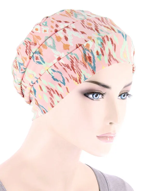 CKC-152#Chemo Cloche Cap in Pink Petite Tribal