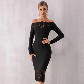 Classy long sleeve bandage dress