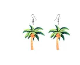 Coconut Palm Tree Dangle Earrings | Beach Theme Jewelry Earrings