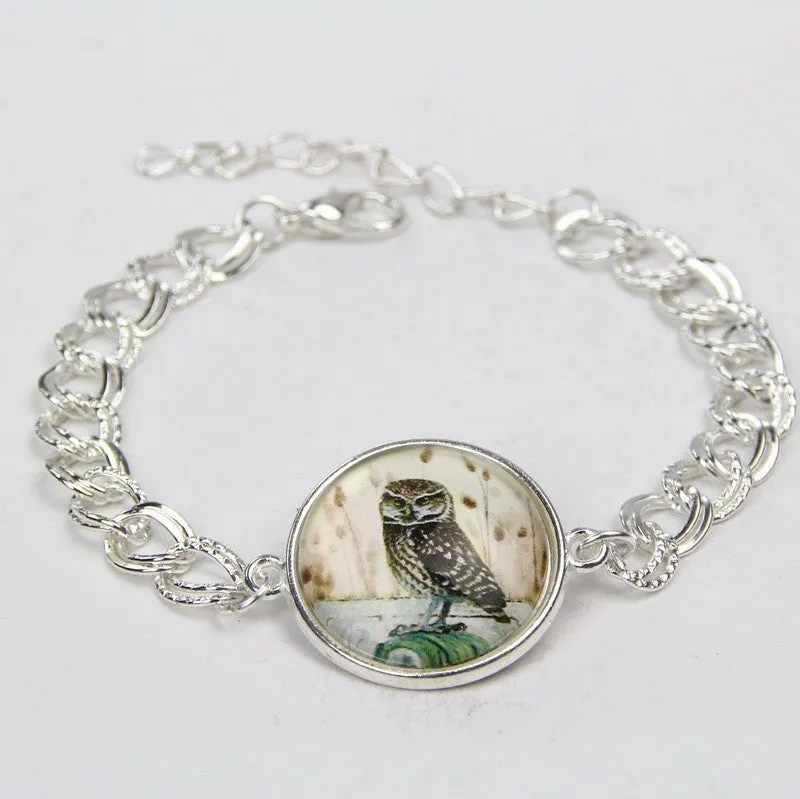 Cute Cat Horse Owl Glass Cabochon Bracelet