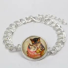 Cute Cat Horse Owl Glass Cabochon Bracelet