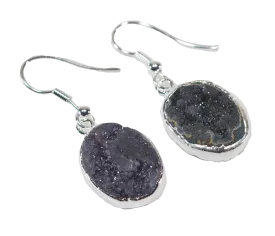 Druse Amethyst Earrings with Silver