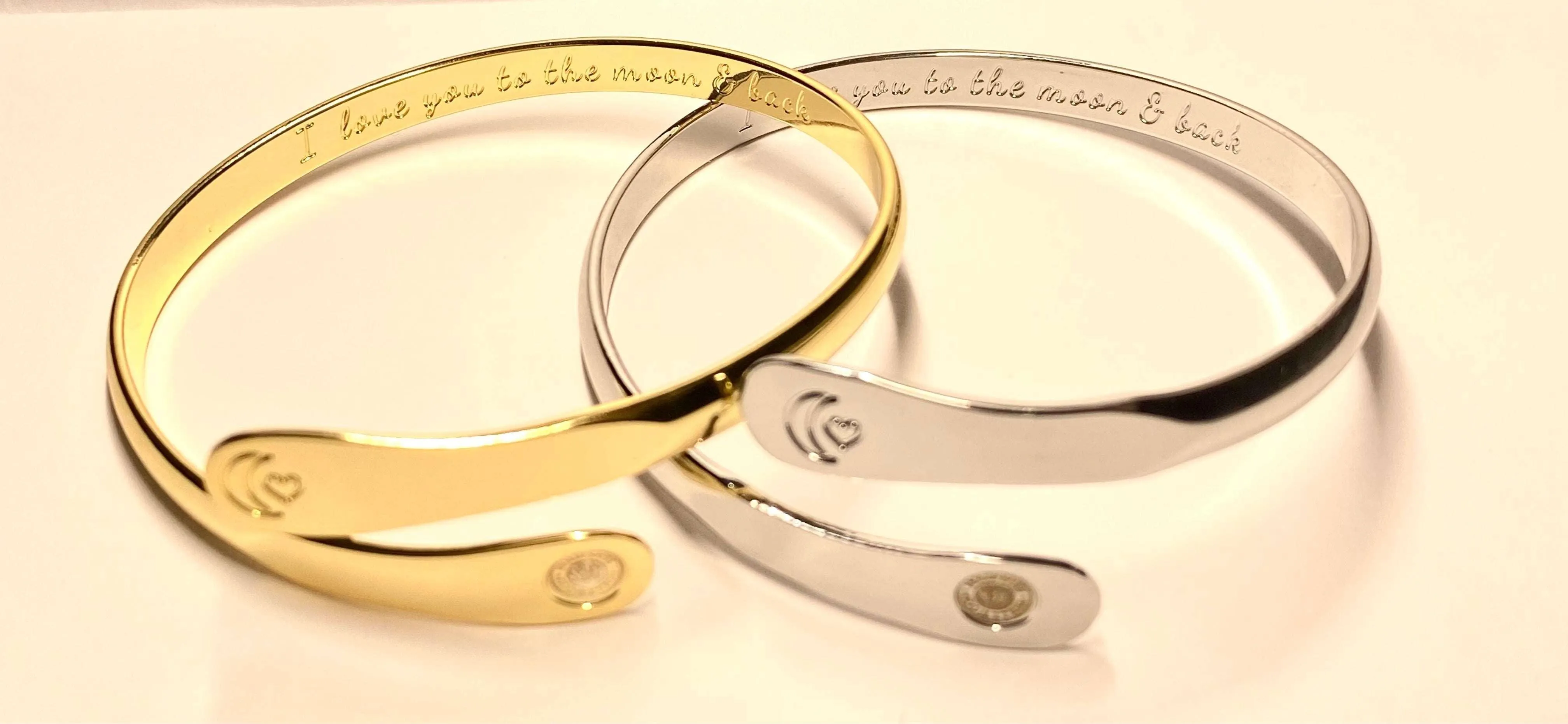 Engraved I love you to the moon and back Bracelet,  Moon and Heart Bracelets