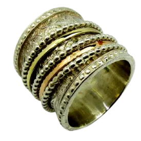 Fidget Ring for women. Silver Gold Meditation Band.