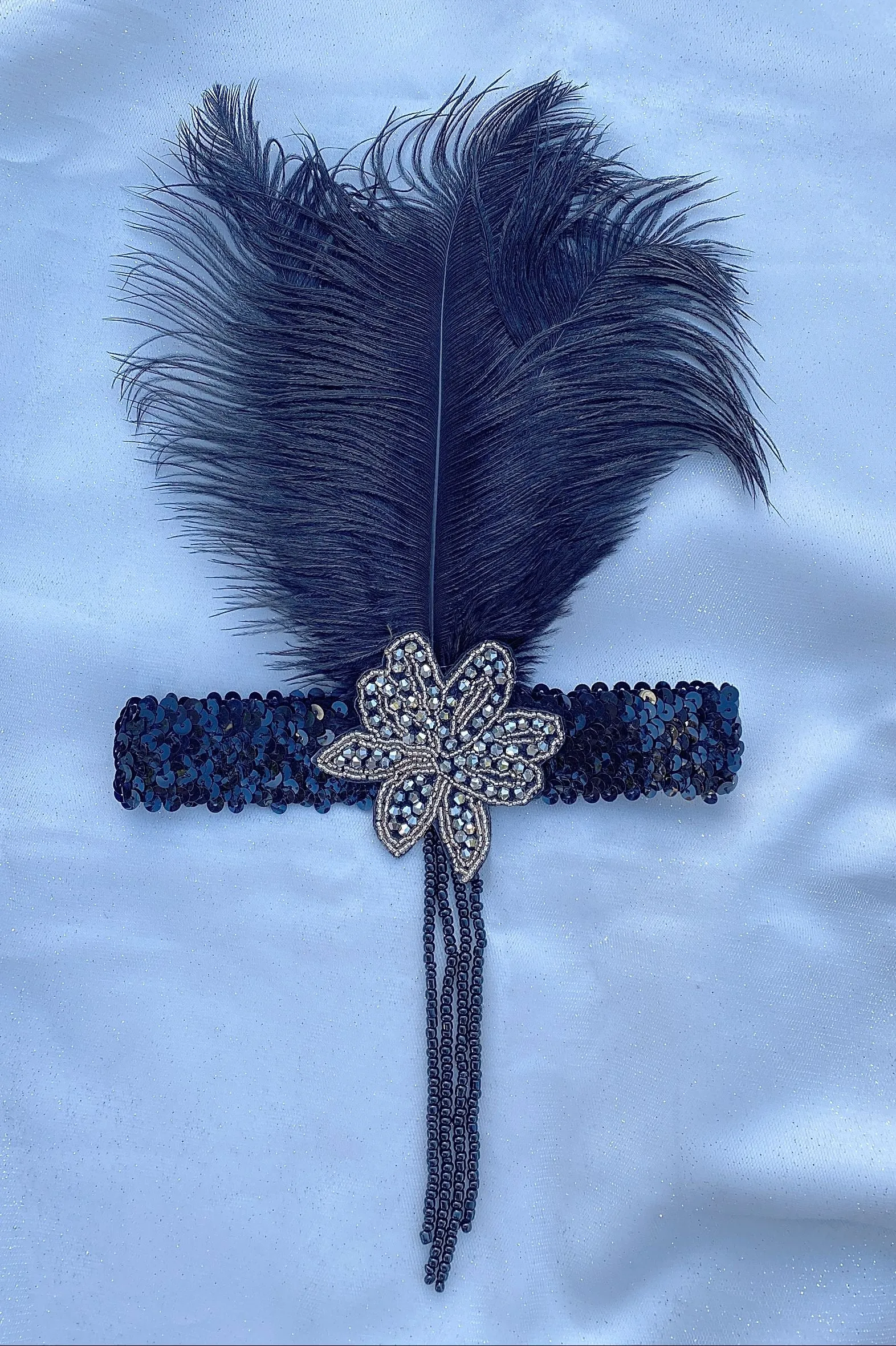 Flapper Headpiece with Feathers and Sequins