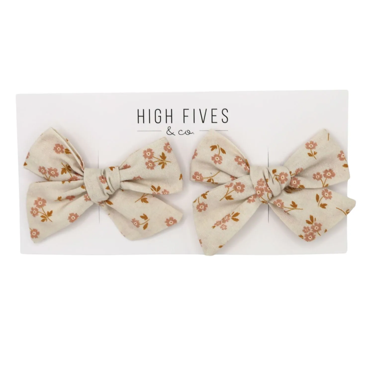 Floral Linen Bow Clips - Piggy Set