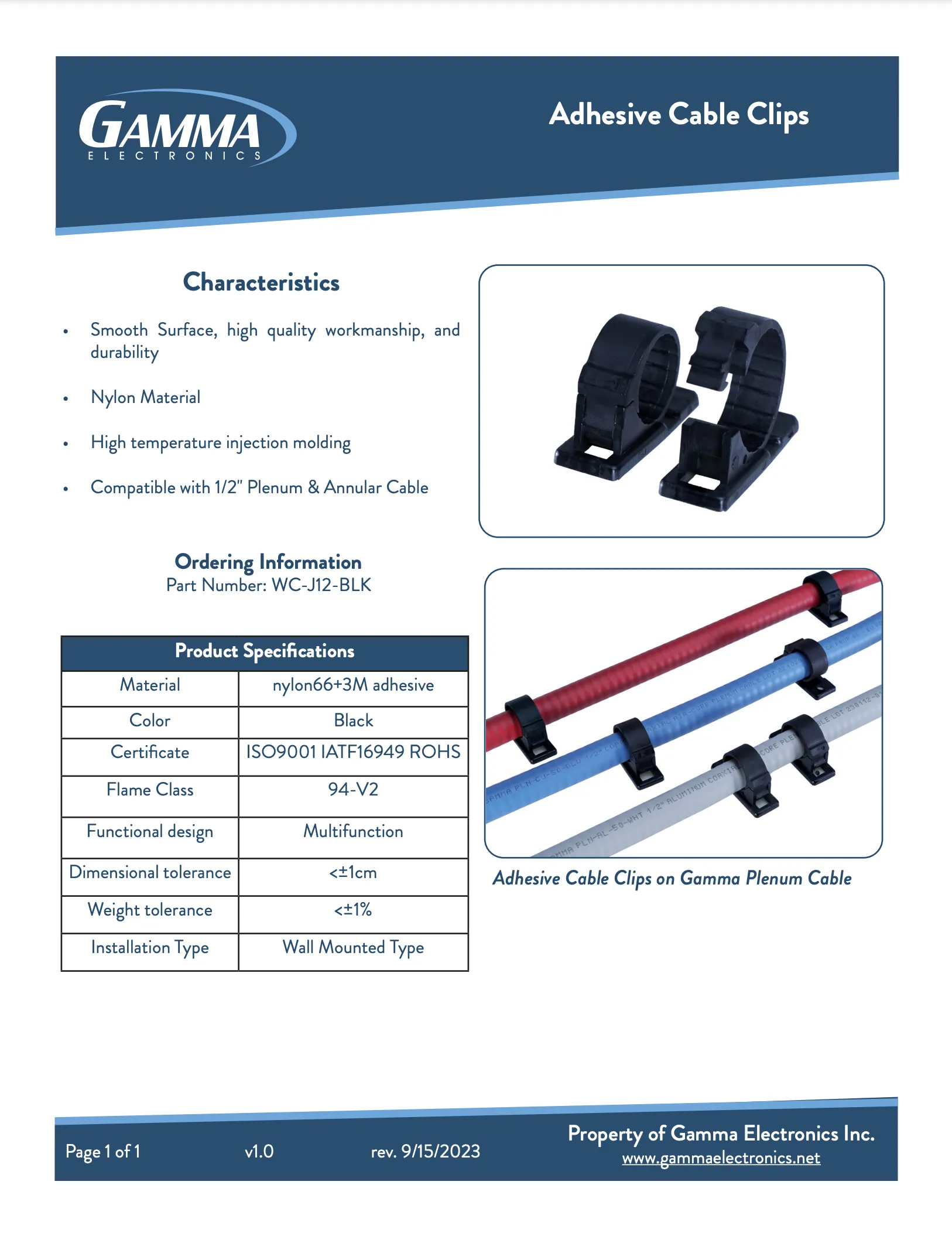 Gamma Adhesive Cable Clips