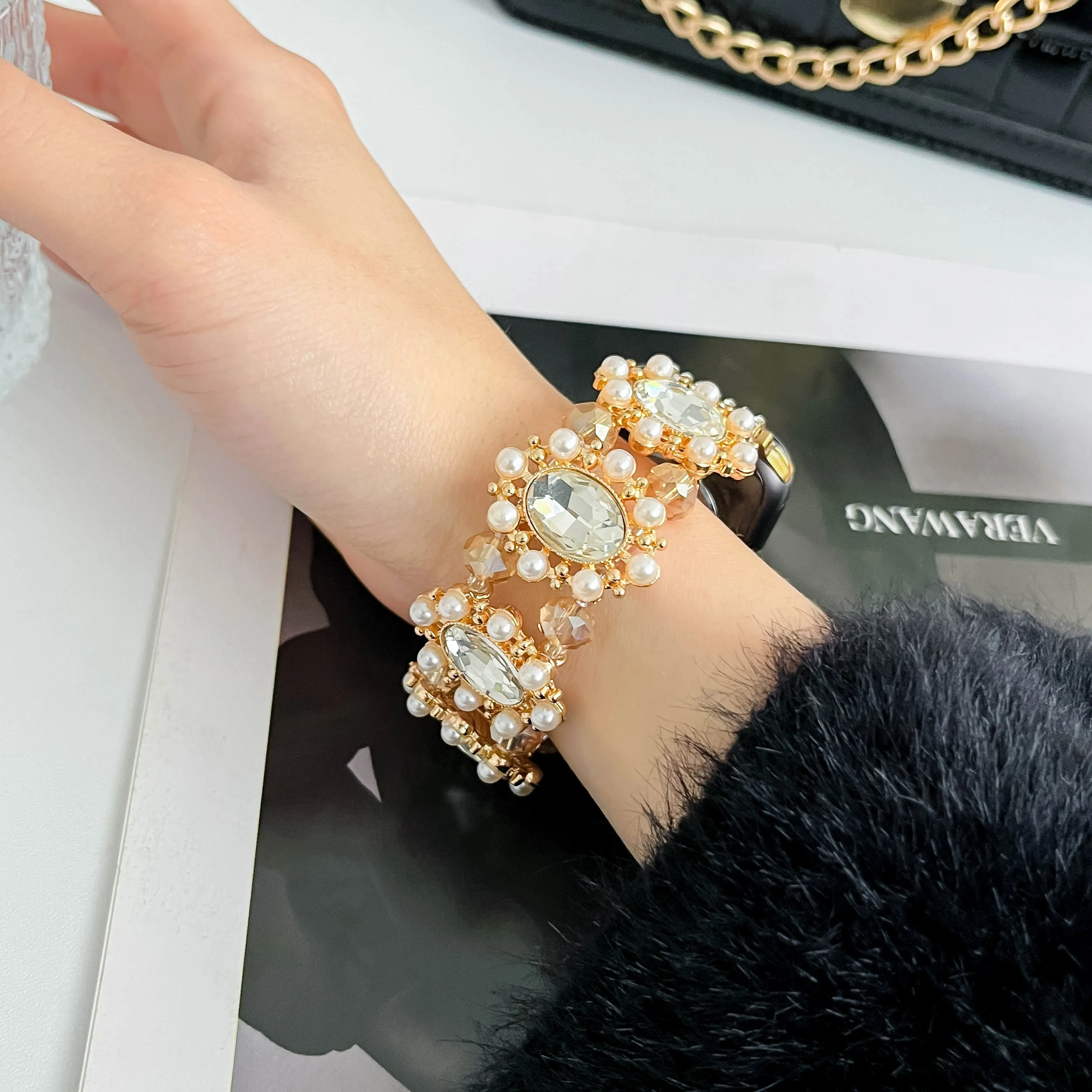 Gem Beaded Elastic Watch Band