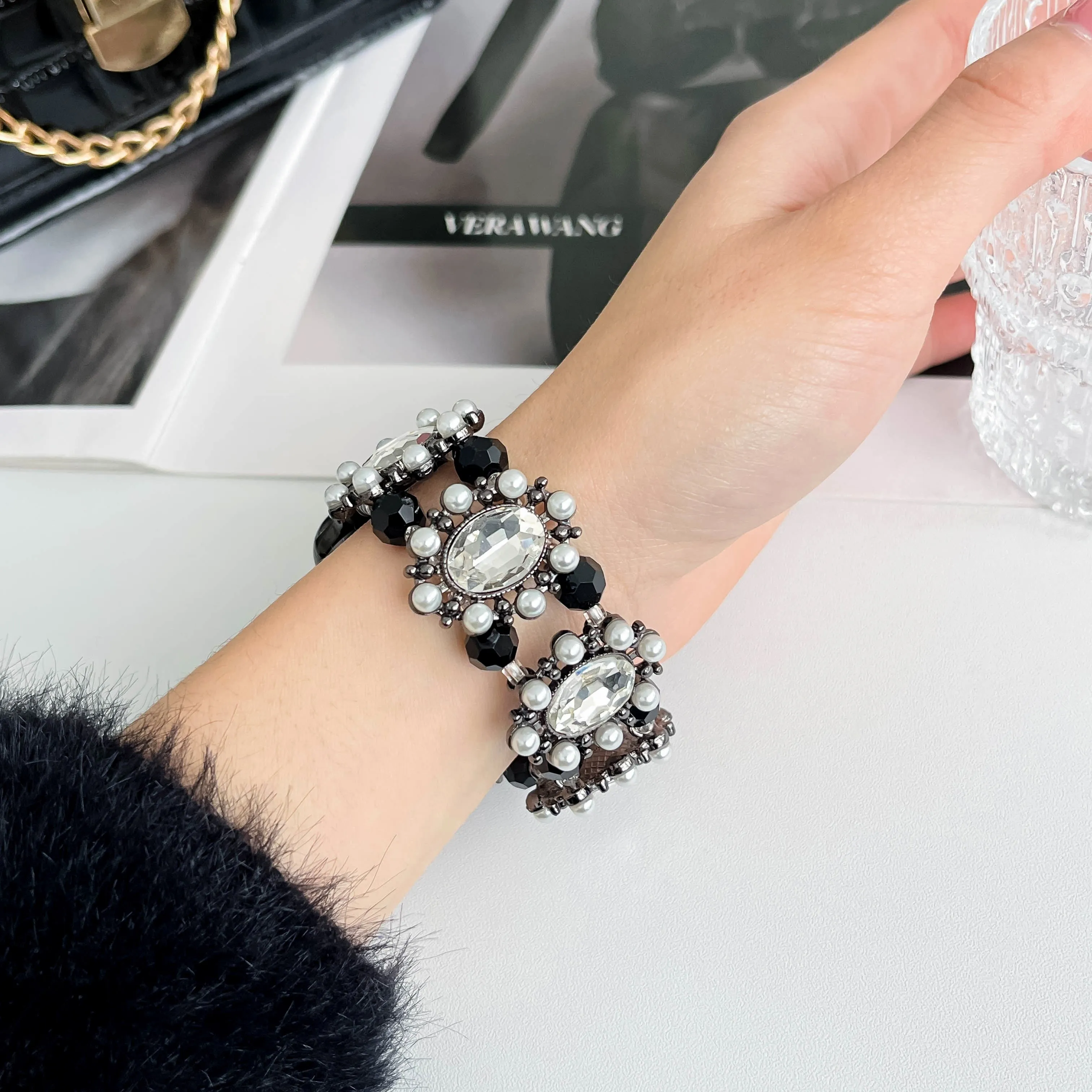 Gem Beaded Elastic Watch Band