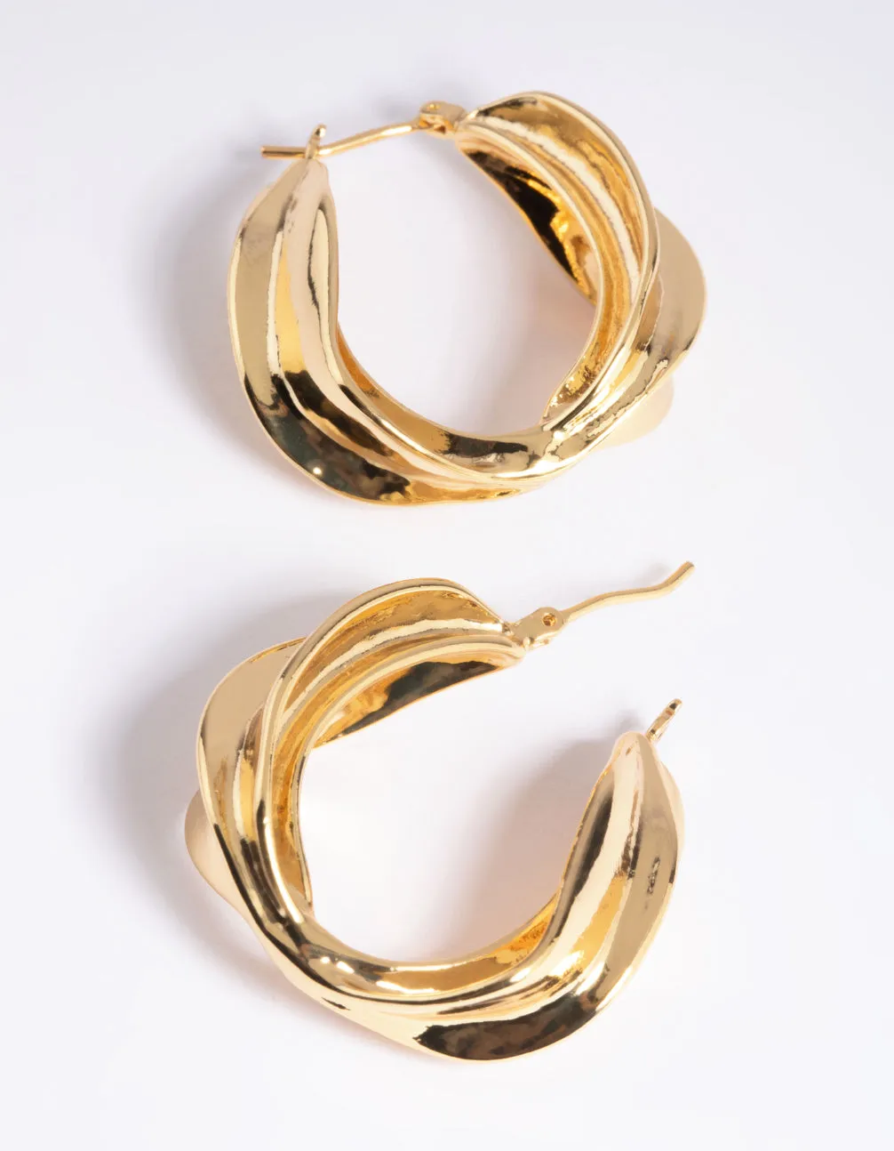 Gold Plated Etched Hoop Earrings