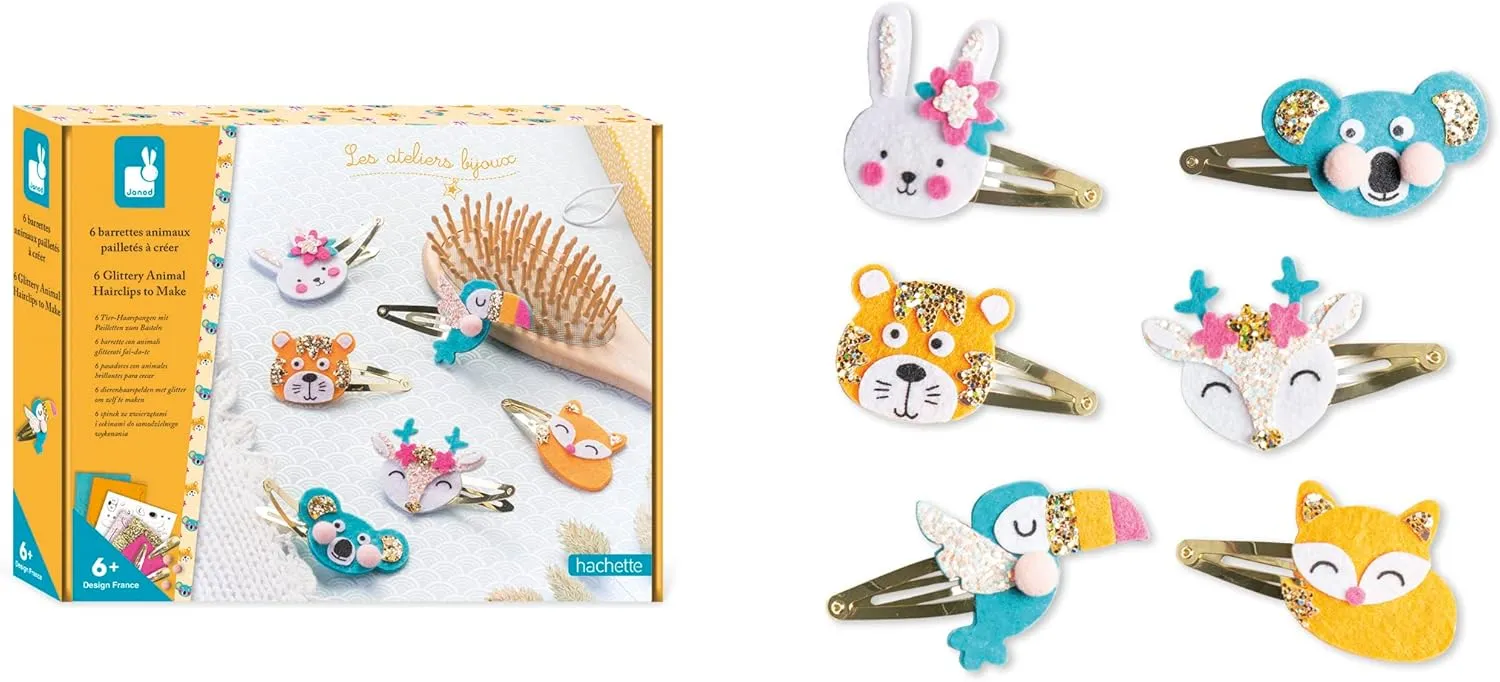 Janod Glittery Animal Hair Clips to Make