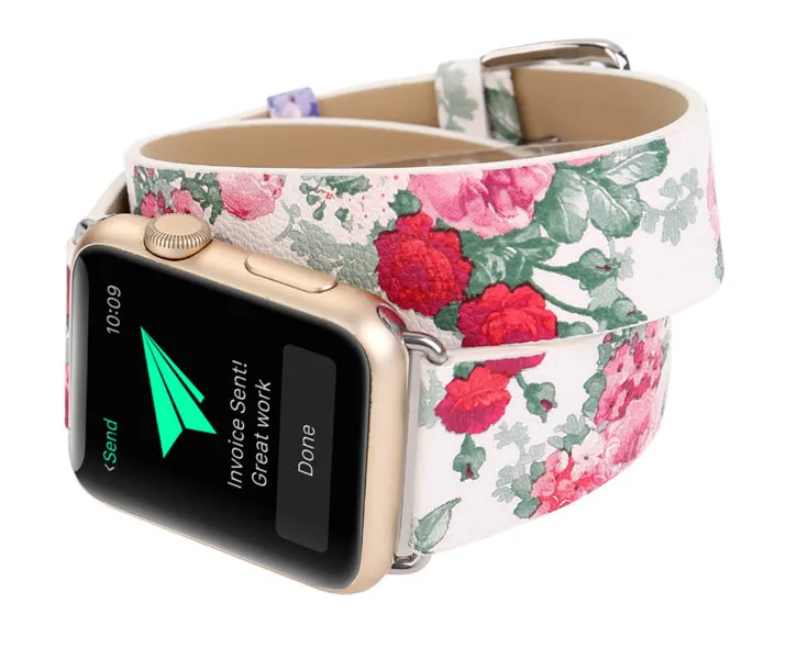 Leather Wrap Floral Apple Watch Band