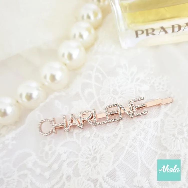 【Miranda】Personalized Zirconia Hair Bobby Pin Clips 自訂名字鋯石髮夾