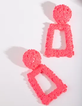 Pink Textured Geometric Earring