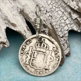 Pirate Chic Silver 1 Reale Spanish Portrait Dollar Dated 1788 - the Legendary "Piece of Eight" Pendant | Artifact #8854