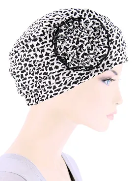 Pleated Winter Hat Fleece Lined Black Animal