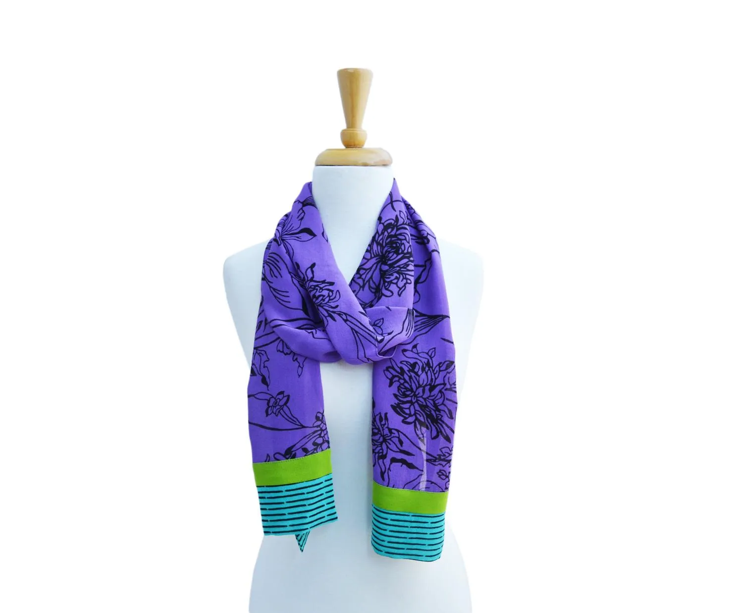 Purple Orchid Georgette Silk Scarf