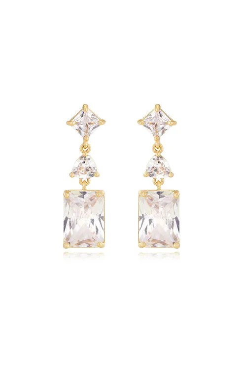 REFLECTIVE CRYSTAL DANGLE EARRING