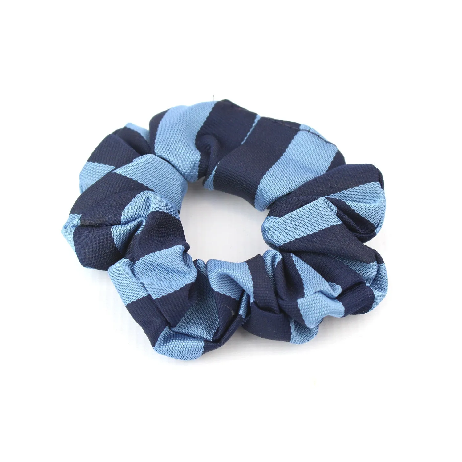 Retro School Scrunchie in Navy/Sky Broad Stripe