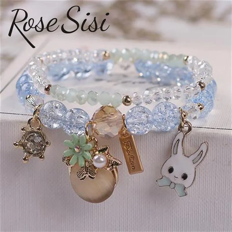 Rose sisi Korean pop style fresh and sweet beach style wrist bracelets for Girl female bracelet set jewelry for women girl