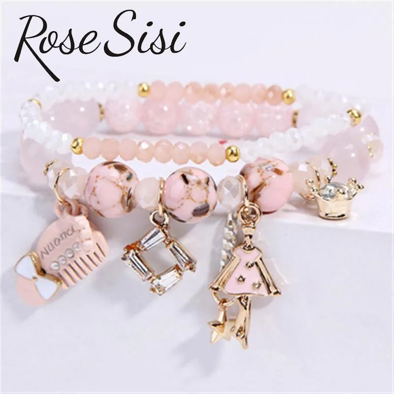 Rose sisi Korean pop style fresh and sweet beach style wrist bracelets for Girl female bracelet set jewelry for women girl