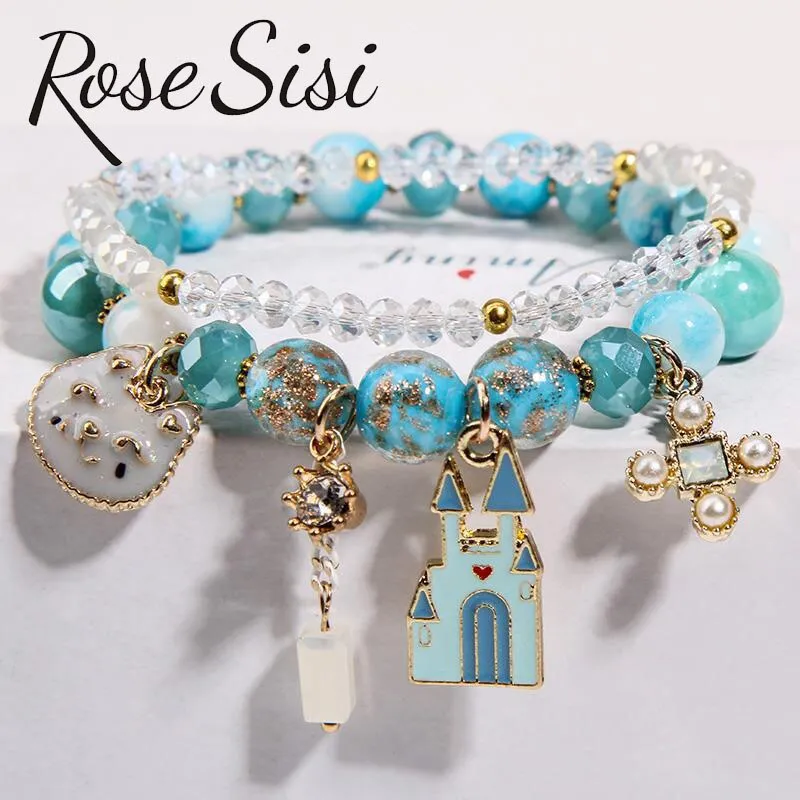 Rose sisi Korean pop style fresh and sweet beach style wrist bracelets for Girl female bracelet set jewelry for women girl