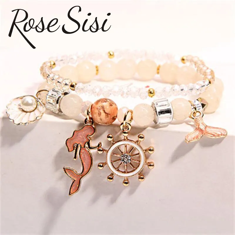 Rose sisi Korean pop style fresh and sweet beach style wrist bracelets for Girl female bracelet set jewelry for women girl