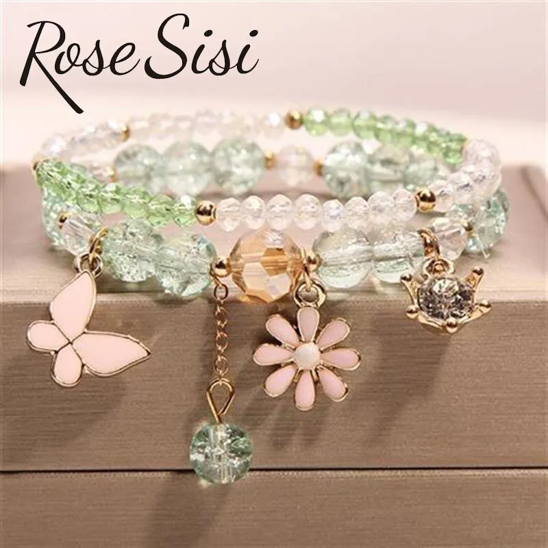 Rose sisi Korean pop style fresh and sweet beach style wrist bracelets for Girl female bracelet set jewelry for women girl