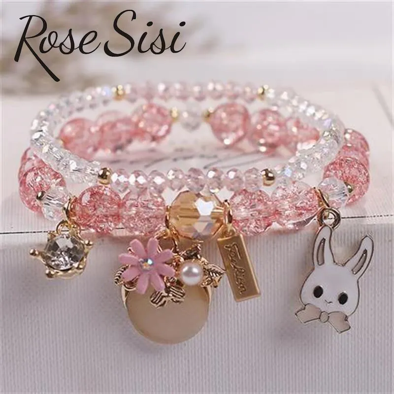 Rose sisi Korean pop style fresh and sweet beach style wrist bracelets for Girl female bracelet set jewelry for women girl