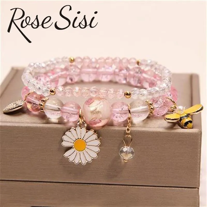 Rose sisi Korean pop style fresh and sweet beach style wrist bracelets for Girl female bracelet set jewelry for women girl