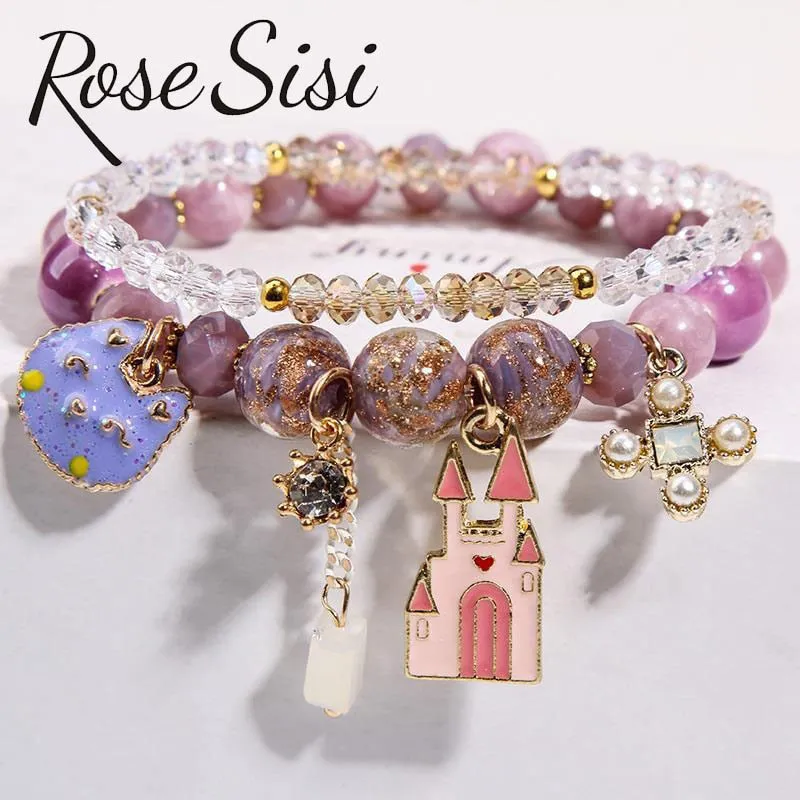 Rose sisi Korean pop style fresh and sweet beach style wrist bracelets for Girl female bracelet set jewelry for women girl