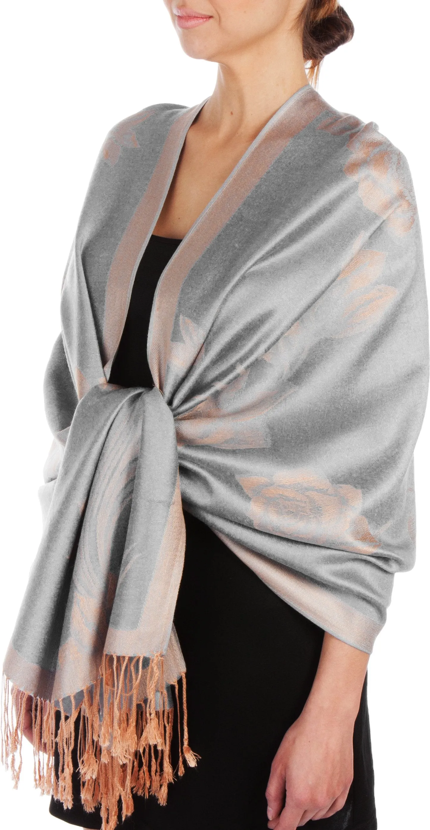 Sakkas Two Tone Rose Pashmina Scarf / Stole / Wrap