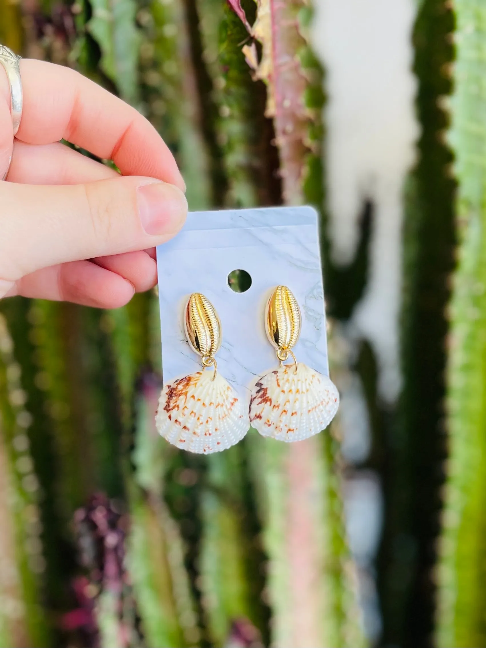 Shell Stud Earrings   2 Colors