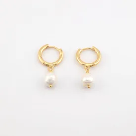 Shoreline Pearl Hoop Earrings - Gold