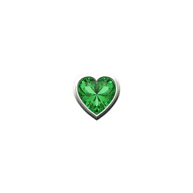 SKINNY SILVER GREEN HEART CHARM (WHITE)