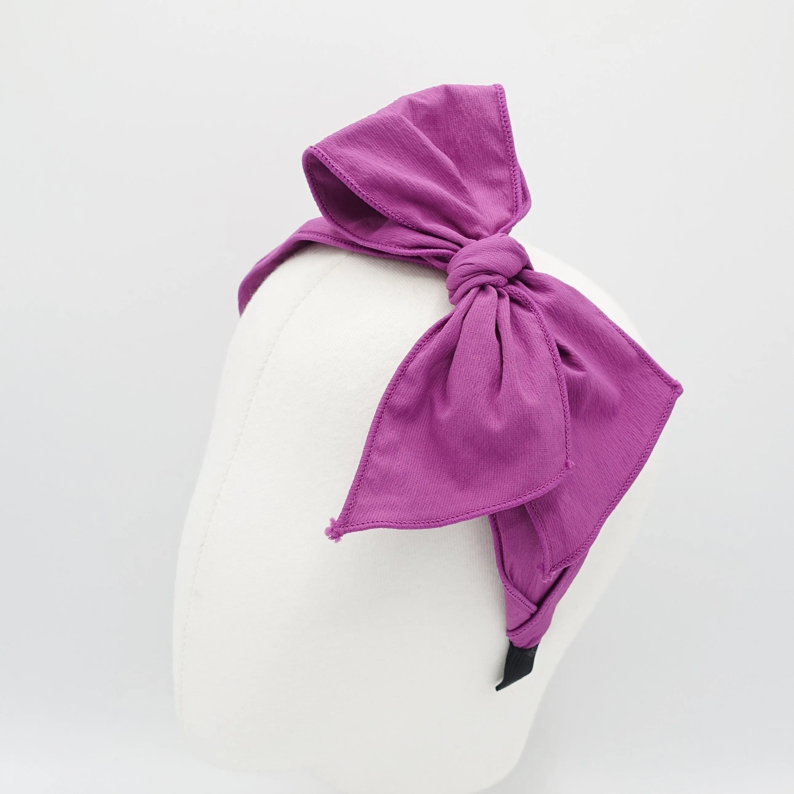 solid bow knot headband corrugated fabric hairband  for women