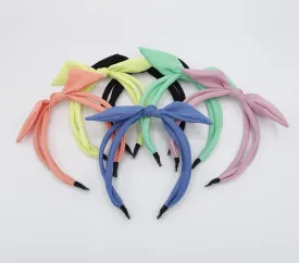 solid bow knot triple fabric strand headband thin hairband women hair accessory