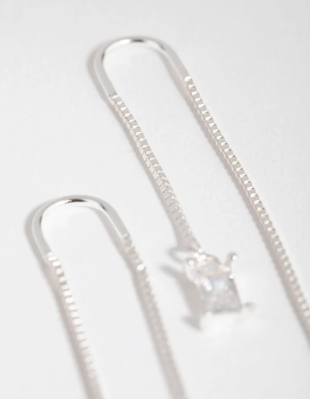 Sterling Silver Cubic Zirconia Thread Thru Earrings