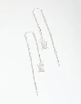 Sterling Silver Cubic Zirconia Thread Thru Earrings