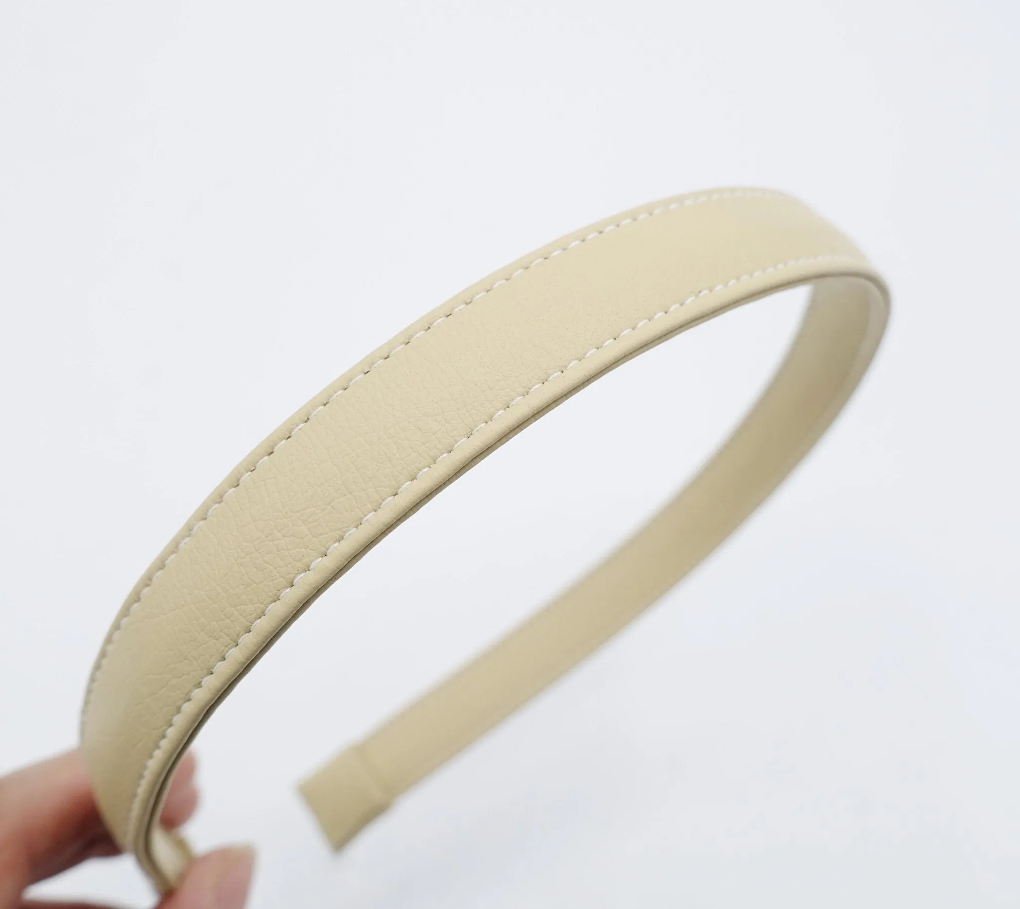 stitch edge leather basic headband women hairband