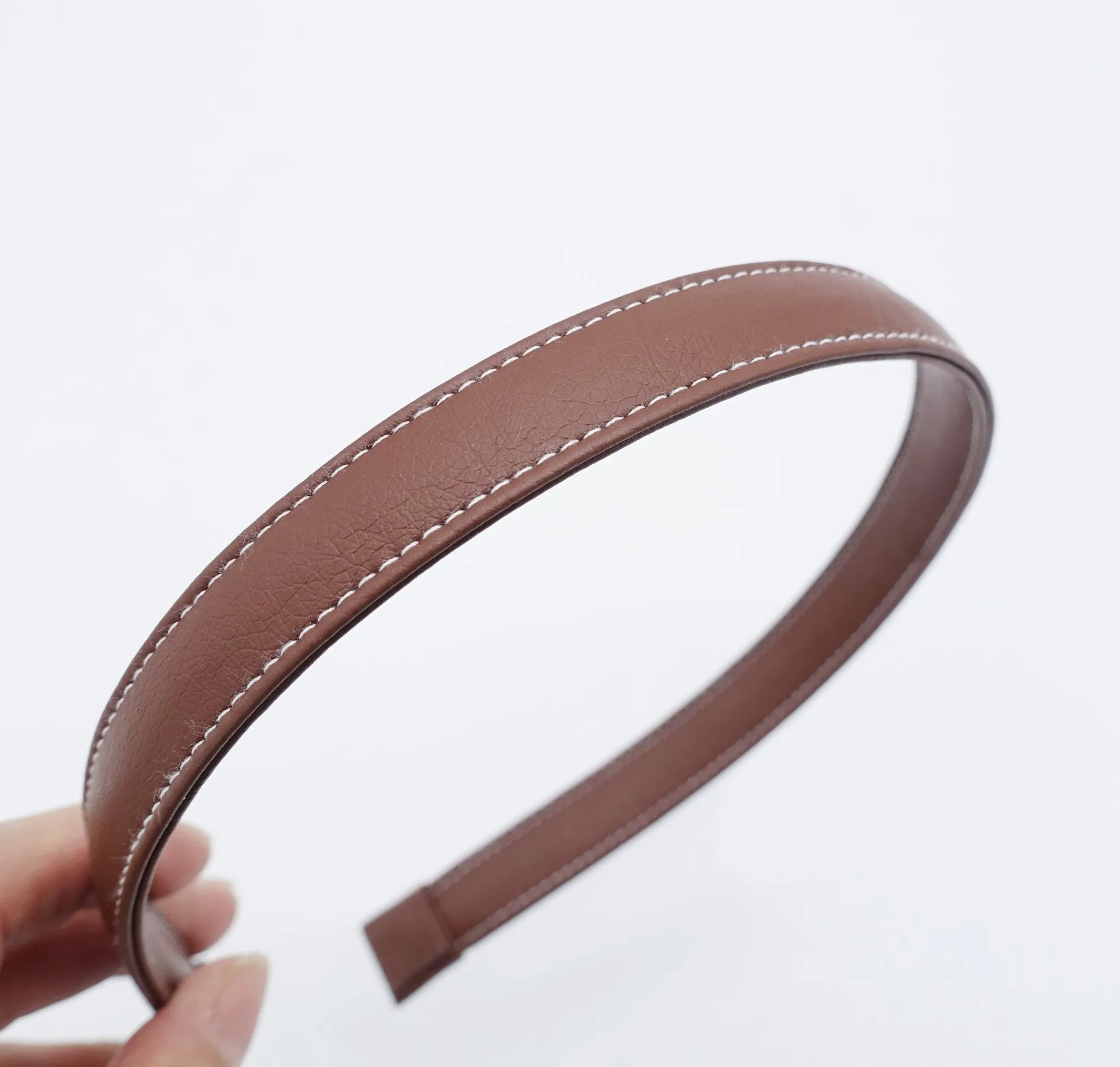 stitch edge leather basic headband women hairband