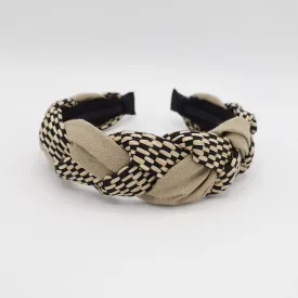 straw linen mix braided headband