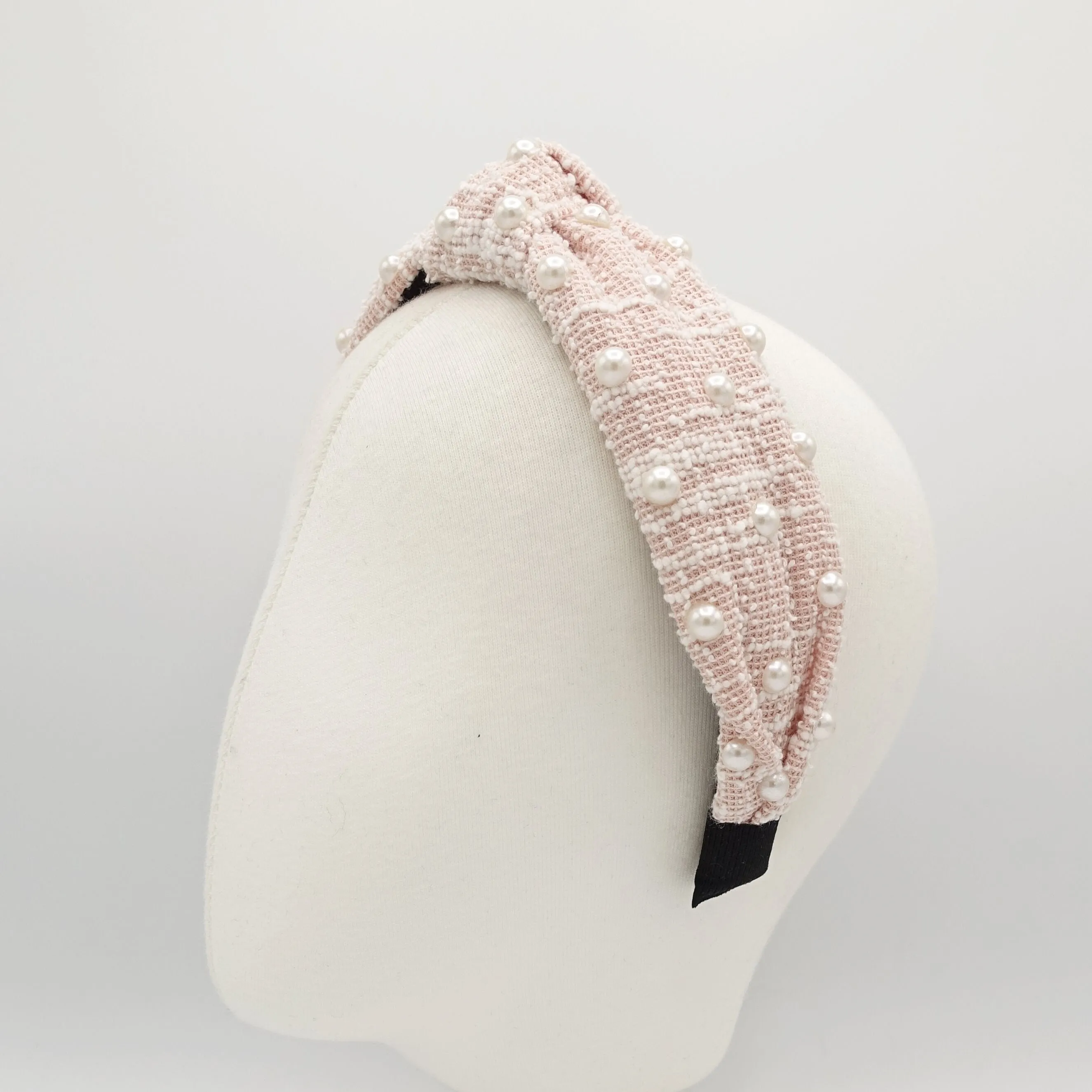 tweed headband faux pearl decorated fashion head band for women